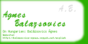 agnes balazsovics business card